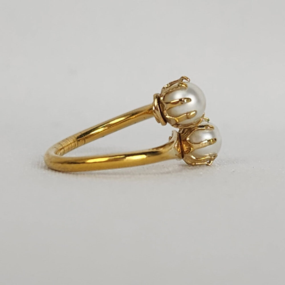 Vintage Sarah Coventry Faux Pearl Gold Tone Ring Adjustable - Picture 3 of 7